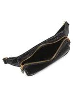 Glossy Crocodile-Embossed Leather Belt Bag