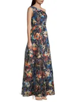 One-Shoulder Floral Ball Gown