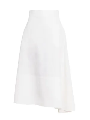 Coated Linen Asymmetric Midi-Skirt