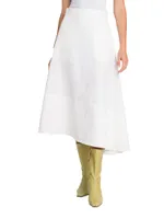 Coated Linen Asymmetric Midi-Skirt