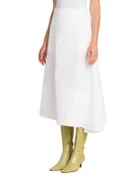 Coated Linen Asymmetric Midi-Skirt