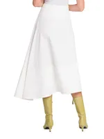 Coated Linen Asymmetric Midi-Skirt