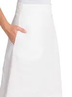 Coated Linen Asymmetric Midi-Skirt