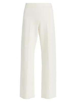 Compact Knit Wide-Leg Pants