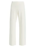 Compact Knit Wide-Leg Pants