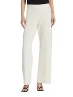 Compact Knit Wide-Leg Pants