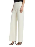 Compact Knit Wide-Leg Pants