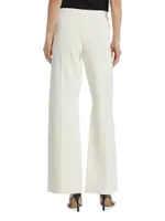 Compact Knit Wide-Leg Pants