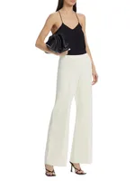 Compact Knit Wide-Leg Pants