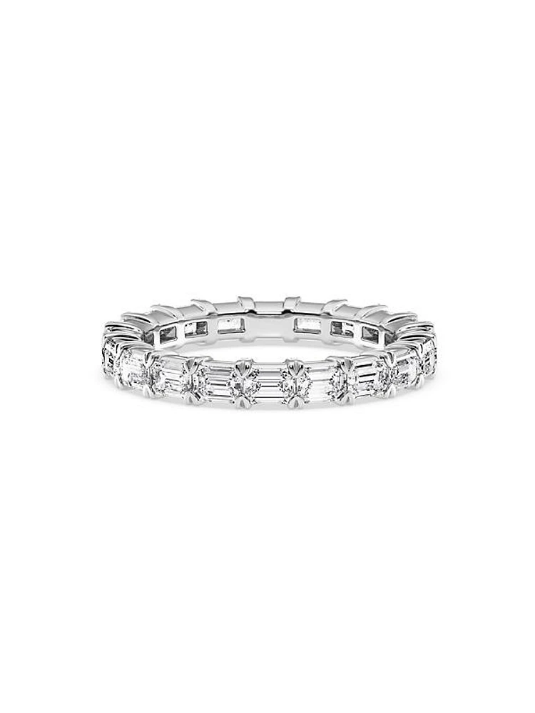 14K White Gold & 2 TCW Emerald-Cut Natural Diamond Eternity Band