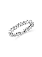 14K White Gold & 2 TCW Emerald-Cut Natural Diamond Eternity Band