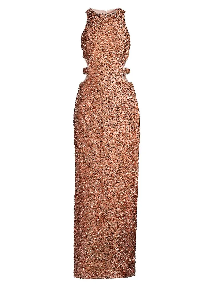 Sequin Cut-Out Column Gown