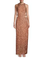 Sequin Cut-Out Column Gown