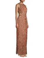 Sequin Cut-Out Column Gown