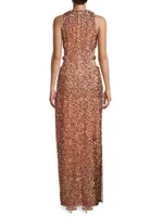 Sequin Cut-Out Column Gown