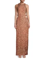 Sequin Cut-Out Column Gown