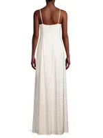 Keyhole Cutout Crystal-Studded Gown