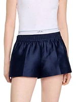 Satin Shorts with Double Waistband