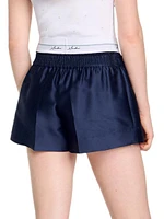 Satin Shorts with Double Waistband