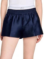 Satin Shorts with Double Waistband