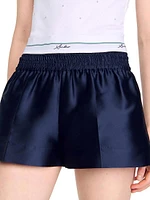 Satin Shorts with Double Waistband