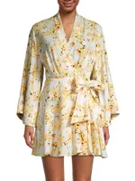 Maia Floral Linen-Blend Wrap Minidress