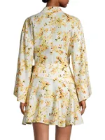 Maia Floral Linen-Blend Wrap Minidress