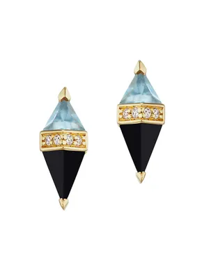 Pietra 18K Yellow Gold, Gemstone, & 0.04 TCW Diamond Stud Earrings