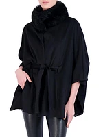 Wool Belted Cape With Toscana Lamb Collar