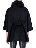 Wool Belted Cape With Toscana Lamb Collar