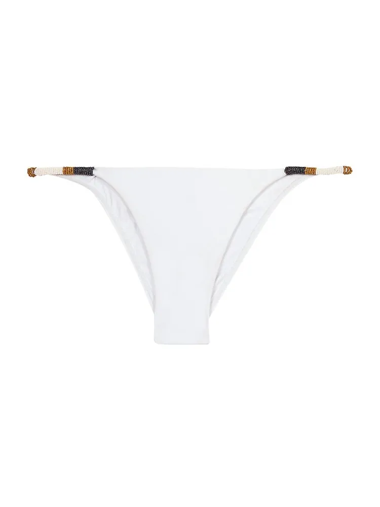 Ella Bead-Embellished String Bikini Bottoms