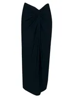 Karen Ruched Twisted Midi-Skirt