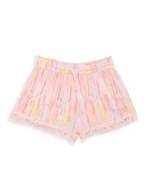 Little Girl's & Tie-Dye Fringe Trim Shorts