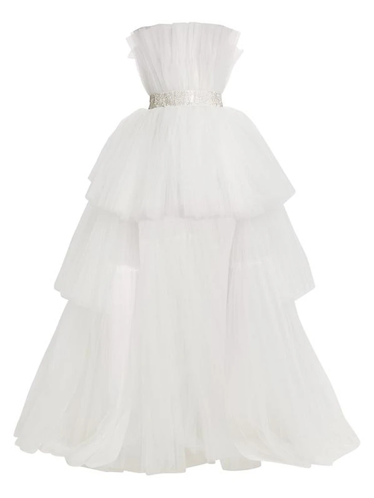 Anna Strapless High-Low Tulle Gown