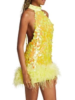 Izzy Sequin & Feather Minidress