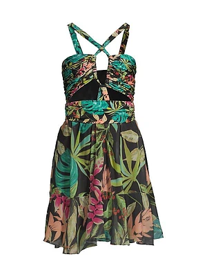 Tropicalia Palm Cut-Out Minidress