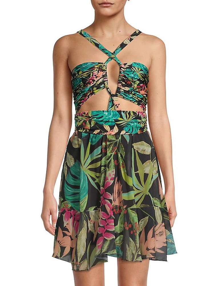 Tropicalia Palm Cut-Out Minidress