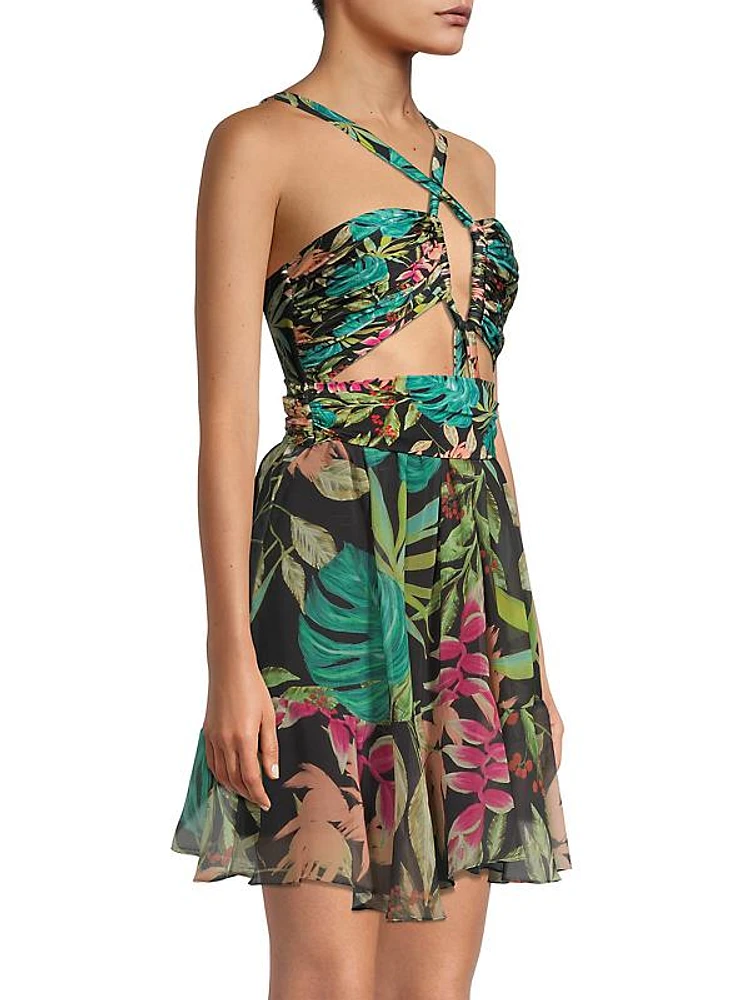 Tropicalia Palm Cut-Out Minidress