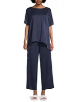 Washable Silk Tee 2-Piece Pajama Set