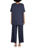 Washable Silk Tee 2-Piece Pajama Set