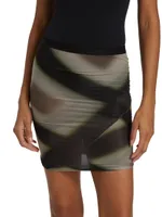 Wolfy Sheer Printed Pencil Skirt