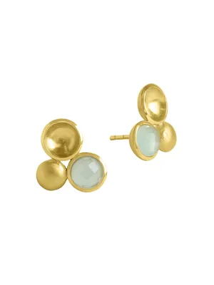 Sol 22K Gold-Plated Gemstone Stud Earrings