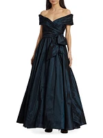 Annabelle Taffeta Off-The-Shoulder Gown