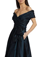 Annabelle Taffeta Off-The-Shoulder Gown