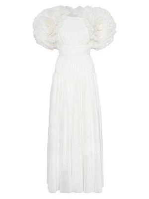 Sculptura Pleated Layered-Sleeve Dress