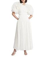 Sculptura Pleated Layered-Sleeve Dress