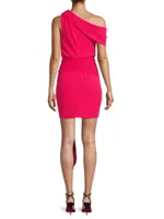 Asymmetric Stretch Crepe Tie-Waist Minidress