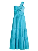 Patio Tieres Stretch Crepe & Taffeta Midi-Dress