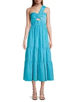 Patio Tieres Stretch Crepe & Taffeta Midi-Dress