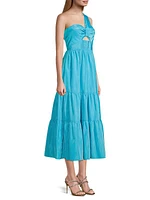 Patio Tieres Stretch Crepe & Taffeta Midi-Dress